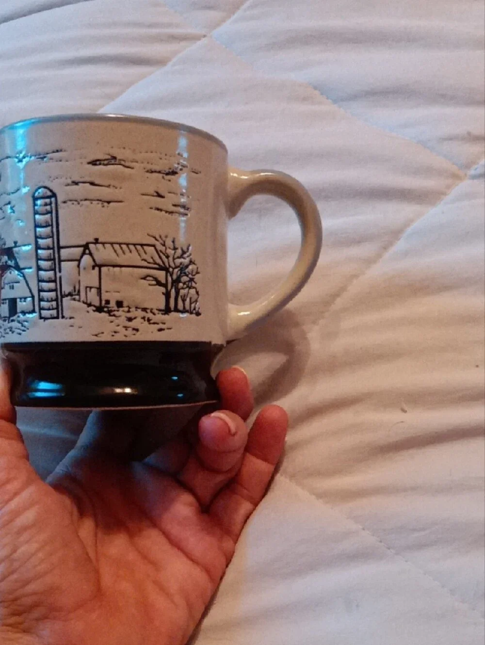 Amish Country Scenic Ceramic Coffee Mug - Cream & Brown